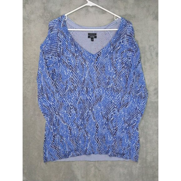 APT 9 Sweater Womens XL Blue Cashmere Blend Long Sleeve V Neck Pullover - Picture 1 of 8